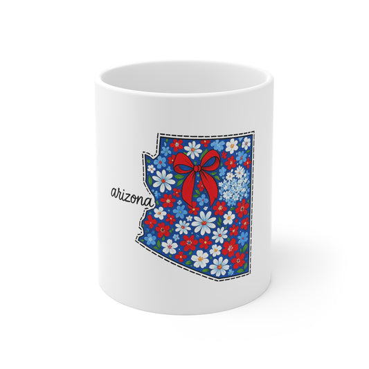 Arizona Floral State Mug — 11oz Cute Daisy Map Coffee Cup
