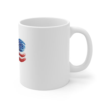 American Flag Brushstroke Mug – Patriotic 11oz Coffee Cup