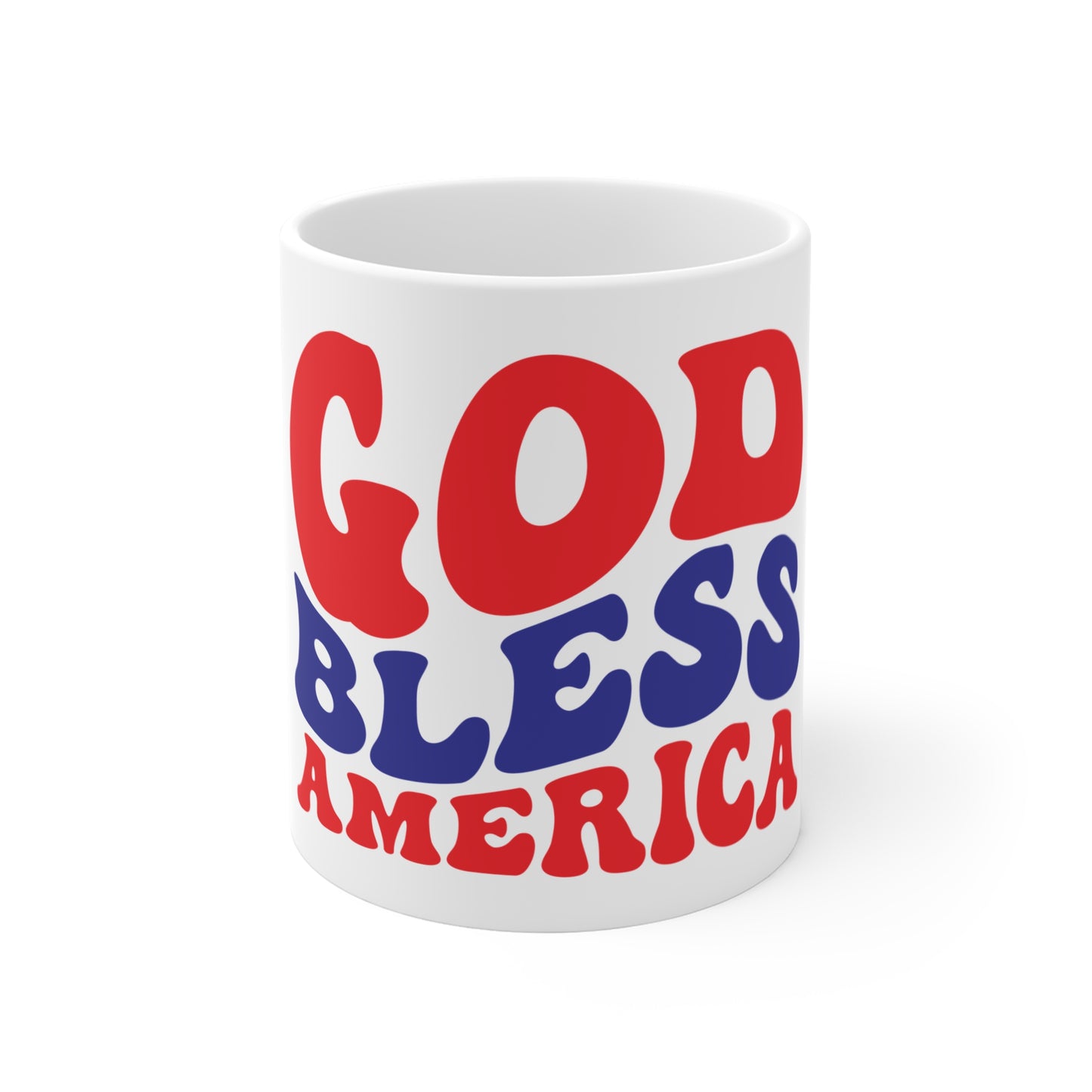 God Bless America Coffee Mug – Patriotic Faith Mug – Retro USA Typography Cup – Christian Americana Gift Mug Mug 11oz