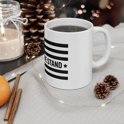 Mug — "United We Stand" Black & White American Flag 11oz Ceramic Mug