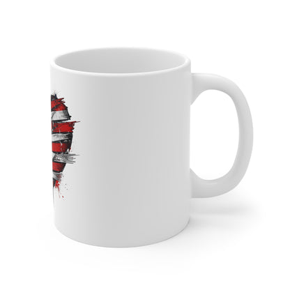 American Flag Heart Mug — Patriotic 11oz Coffee Cup