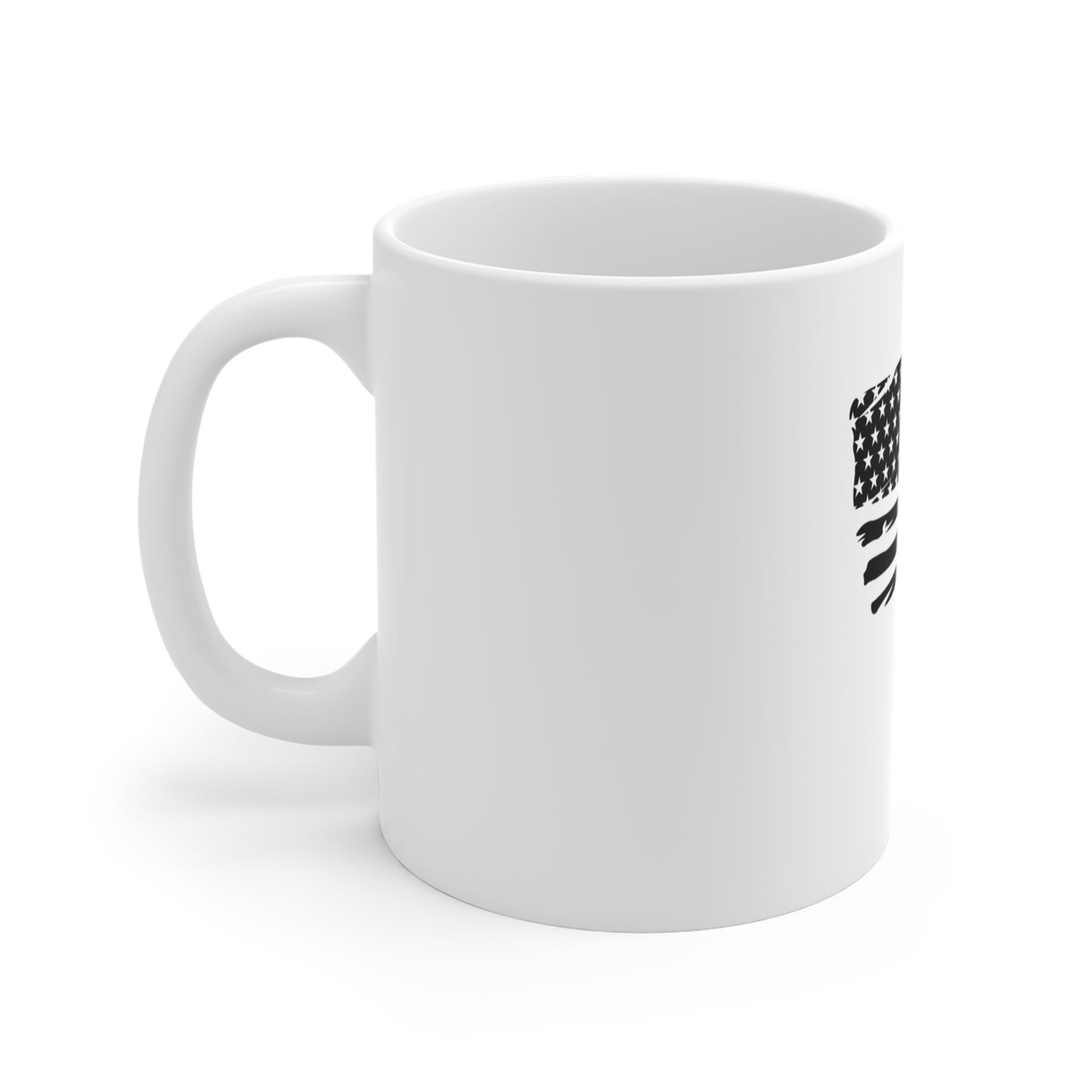 Black Painted American Flag Coffee Mug – Distressed Brushstroke USA Flag Mug – Minimalist Patriotic Cup – Rugged Americana Gift Mug 11oz