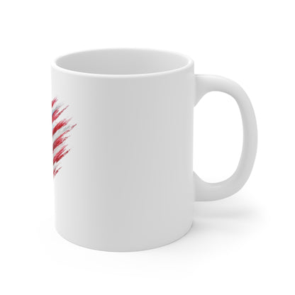 American Flag Brushstroke Mug – Patriotic 11oz Coffee Cup