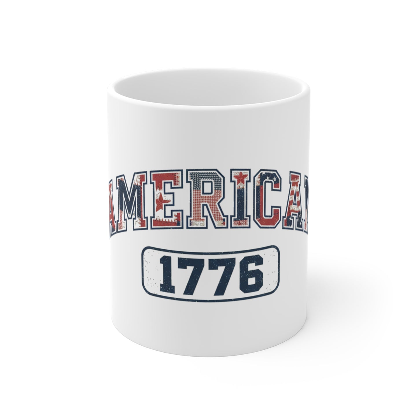 American 1776 Coffee Mug – Vintage Distressed USA Mug – Patriotic Americana Cup – Classic Independence Day Gift Mug 11oz