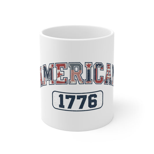 American 1776 Coffee Mug – Vintage Distressed USA Mug – Patriotic Americana Cup – Classic Independence Day Gift Mug 11oz