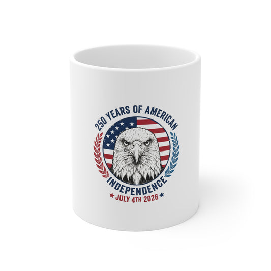 250 Years of American Independence Eagle Coffee Mug – July 4th 2026 Patriotic Mug – USA Flag Eagle Head Vintage Cup Mug 11oz