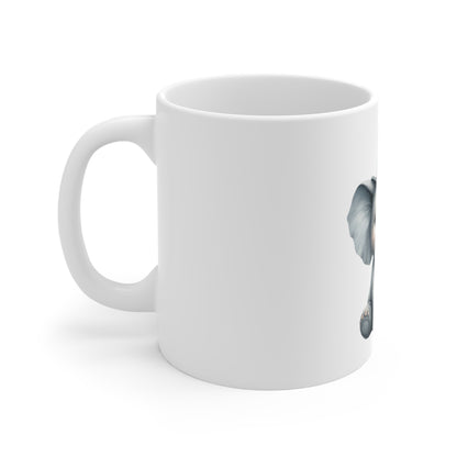 Cute Patriotic Elephant Coffee Mug – Uncle Sam Elephant Mug – Minimal Americana Animal Cup – Adorable USA Gift Mug 11oz