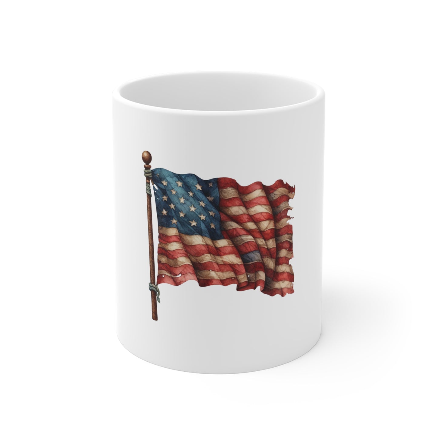 Vintage American Flag Mug - 11oz Patriotic Coffee Cup