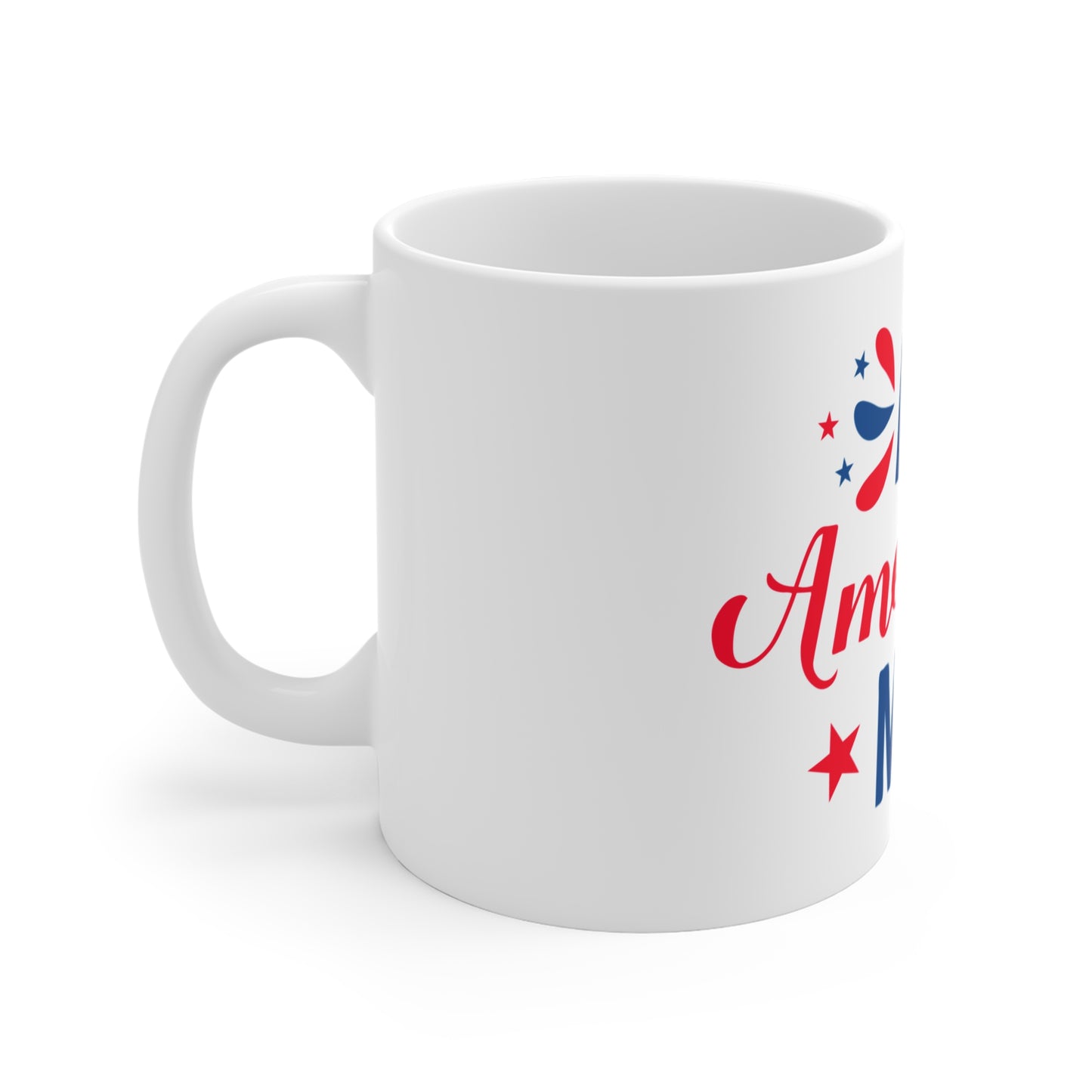 All American Mom Coffee Mug – Patriotic Mom Gift – Red White Blue USA Mug – Fourth of July Mom Cup Mug 11oz