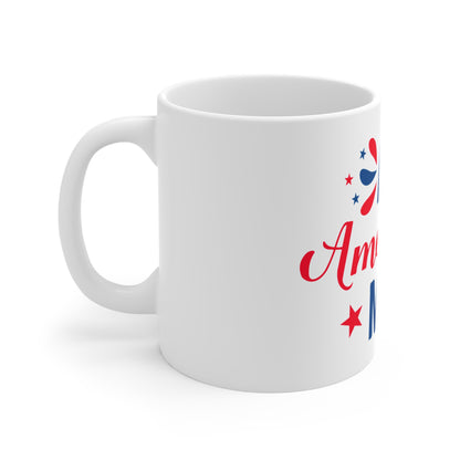 All American Mom Coffee Mug – Patriotic Mom Gift – Red White Blue USA Mug – Fourth of July Mom Cup Mug 11oz