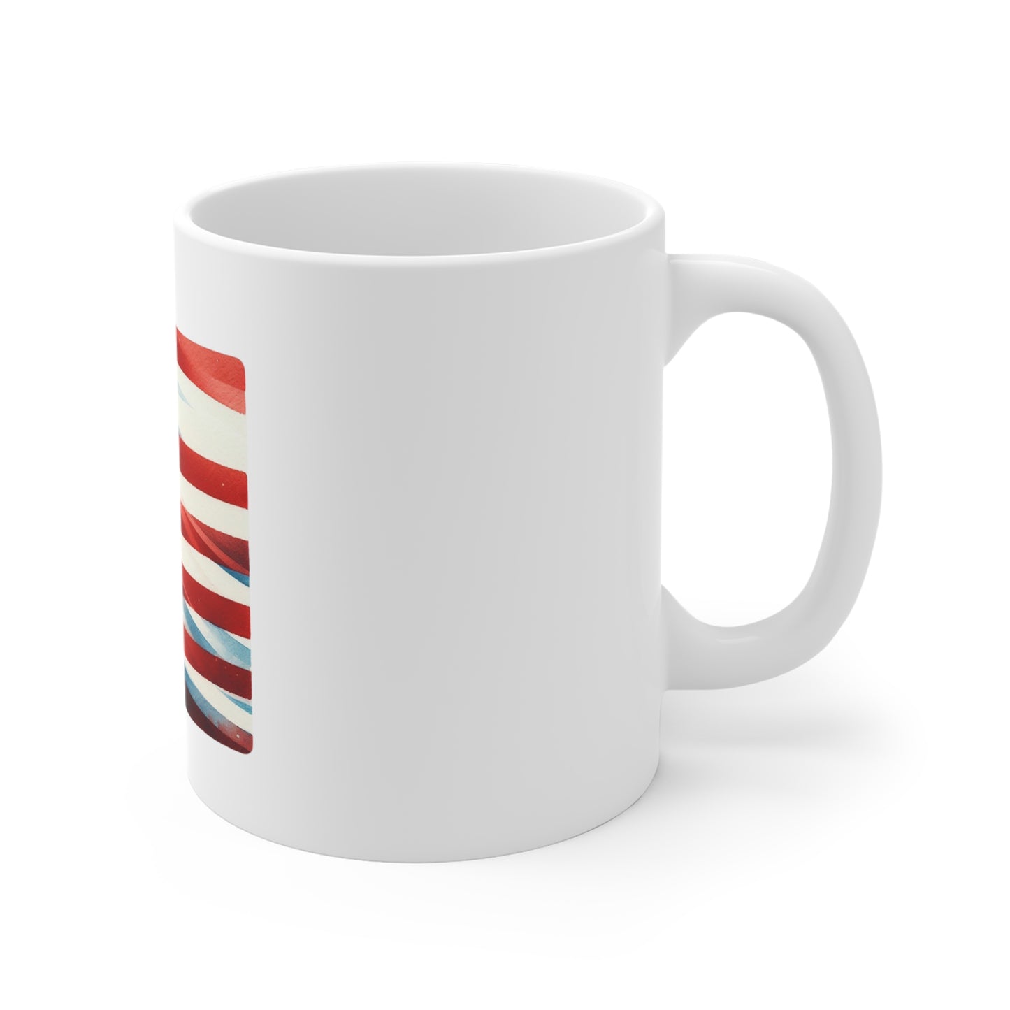 Abstract Watercolor American Flag Coffee Mug – Modern USA Flag Mug – Patriotic Wave Design Cup – Red White Blue Art Mug Mug 11oz