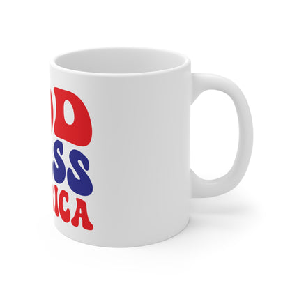 God Bless America Coffee Mug – Patriotic Faith Mug – Retro USA Typography Cup – Christian Americana Gift Mug Mug 11oz