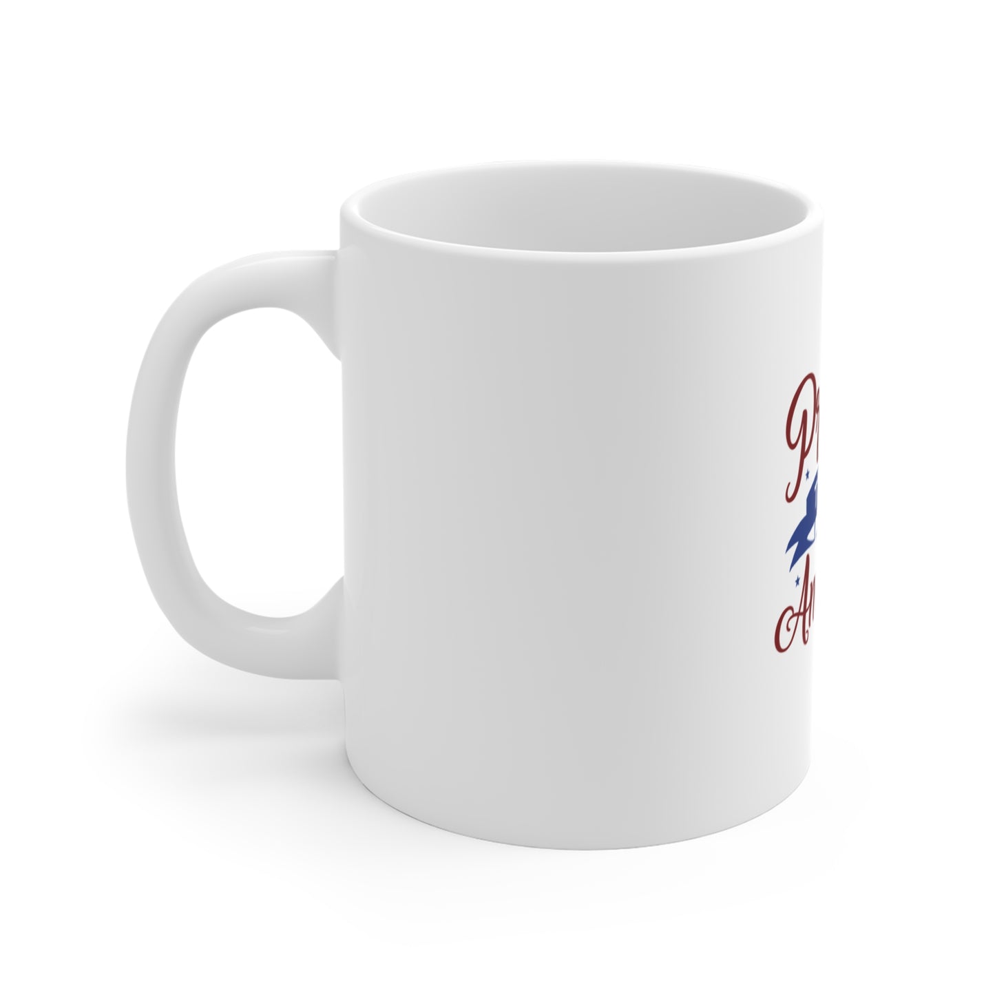 Proud to Be American Mug — Patriotic 11oz Coffee Cup with Statue of Liberty & Fireworks