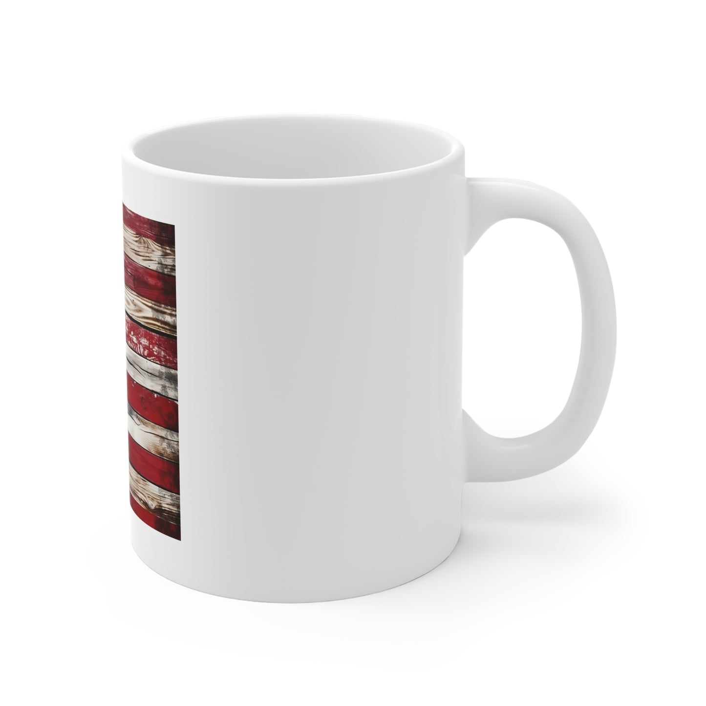 Weathered American Flag Wood Coffee Mug – Classic Distressed USA Flag Mug – Rustic Painted Wood Plank Cup – Vintage Americana Gift Rustic American Flag Coffee Mug – Patriotic 11oz Ceramic Gift for...