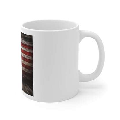 Rustic American Flag Coffee Mug – Wood Plank USA Flag Mug – Distressed Patriotic Mug – Vintage Americana Coffee Cup American Flag Rustic 11oz Mug — Vintage USA Patriot Coffee Cup for Veterans & Fourth...