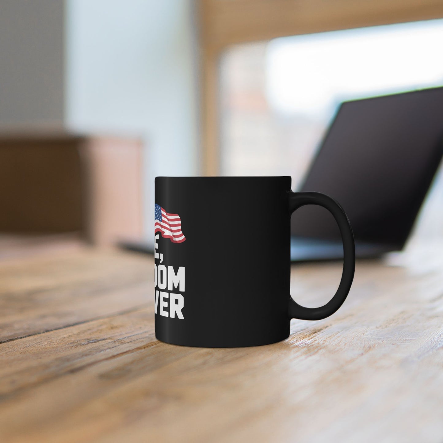 Red, White and Freedom Forever Mug — Patriotic American Flag Coffee Cup (11oz & 15oz)