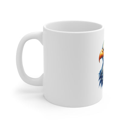 Patriotic Bald Eagle Coffee Mug – American Flag Head 11oz