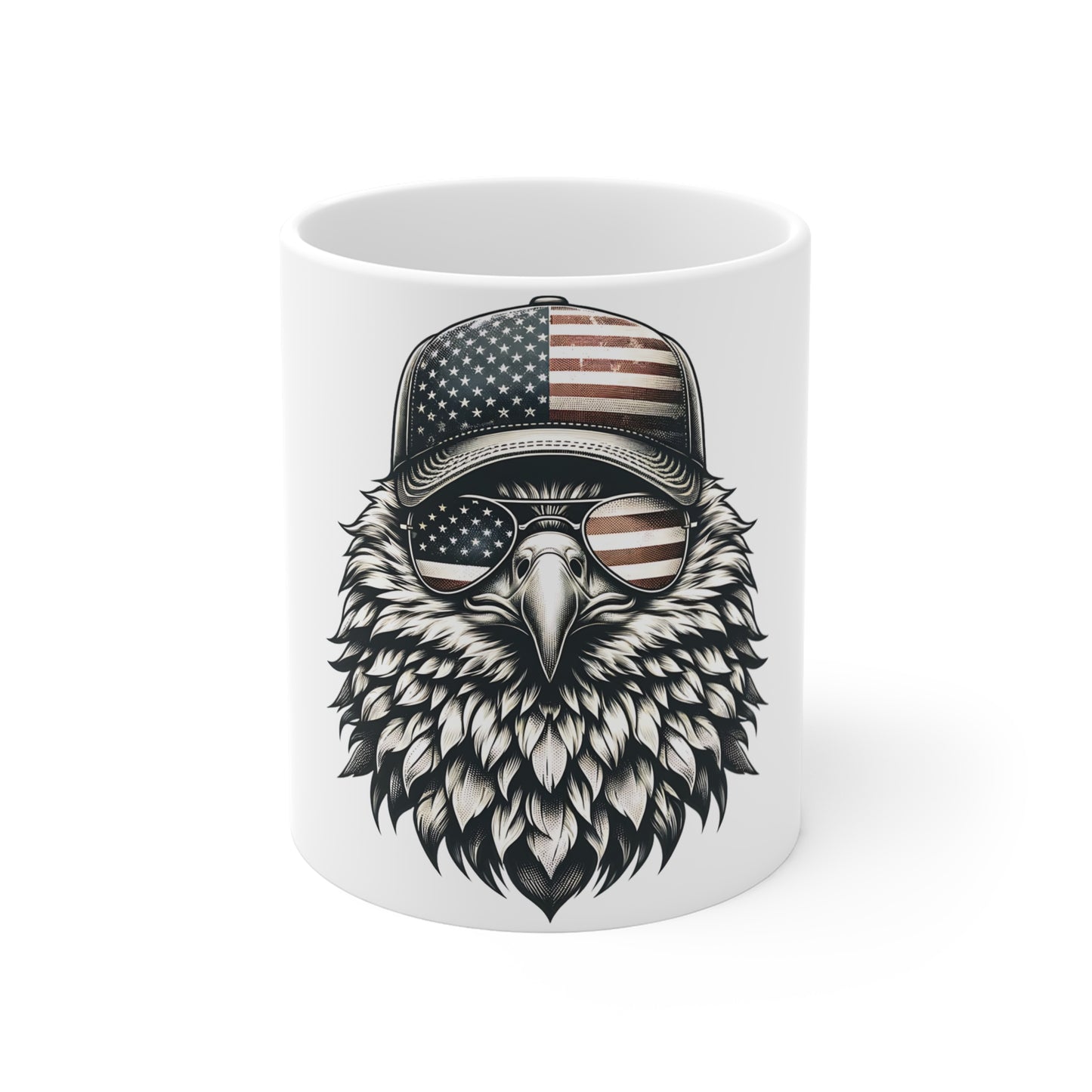 Patriotic Eagle Coffee Mug – American Flag Bald Eagle Mug – Vintage Style USA Freedom Eagle Cup – Classic Americana Eagle Gift Mug Mug 11oz