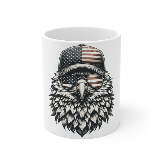 Patriotic Eagle Coffee Mug – American Flag Bald Eagle Mug – Vintage Style USA Freedom Eagle Cup – Classic Americana Eagle Gift Mug Mug 11oz