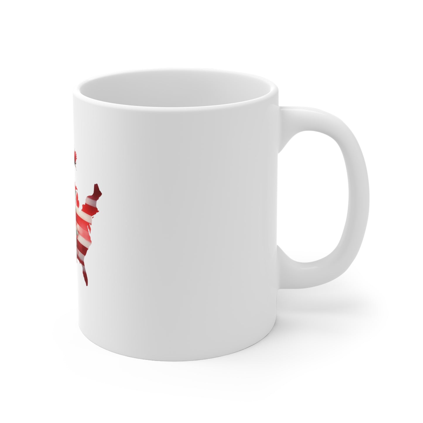 Floral USA Map Mug – Patriotic Rose 11oz Coffee Cup