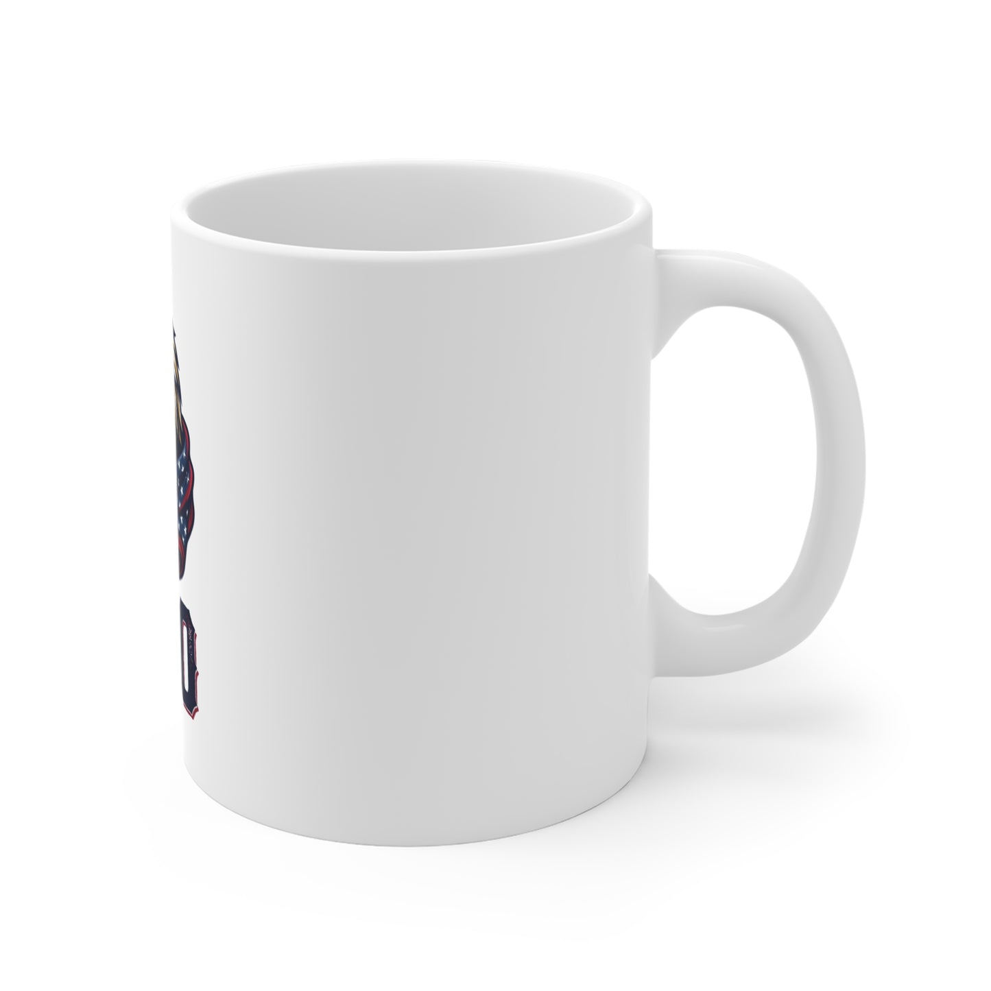 Eagle 250 Ceramic Mug — Patriotic Bald Eagle with American Flag Scarf