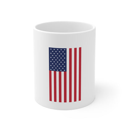 Vertical American Flag Stripe Coffee Mug – Modern USA Flag Mug – Minimal Patriotic Red White Blue Cup – Bold Americana Gift Mug 11oz