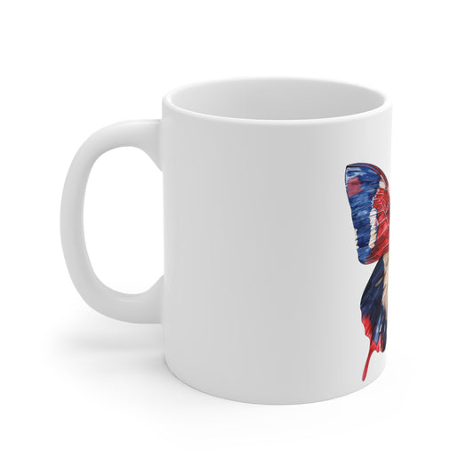 Watercolor Patriotic Butterfly Mug – Red White Blue Artistic Wing Coffee Mug – Soft Brushstroke Americana Art Cup – USA Gift Mug Mug 11oz