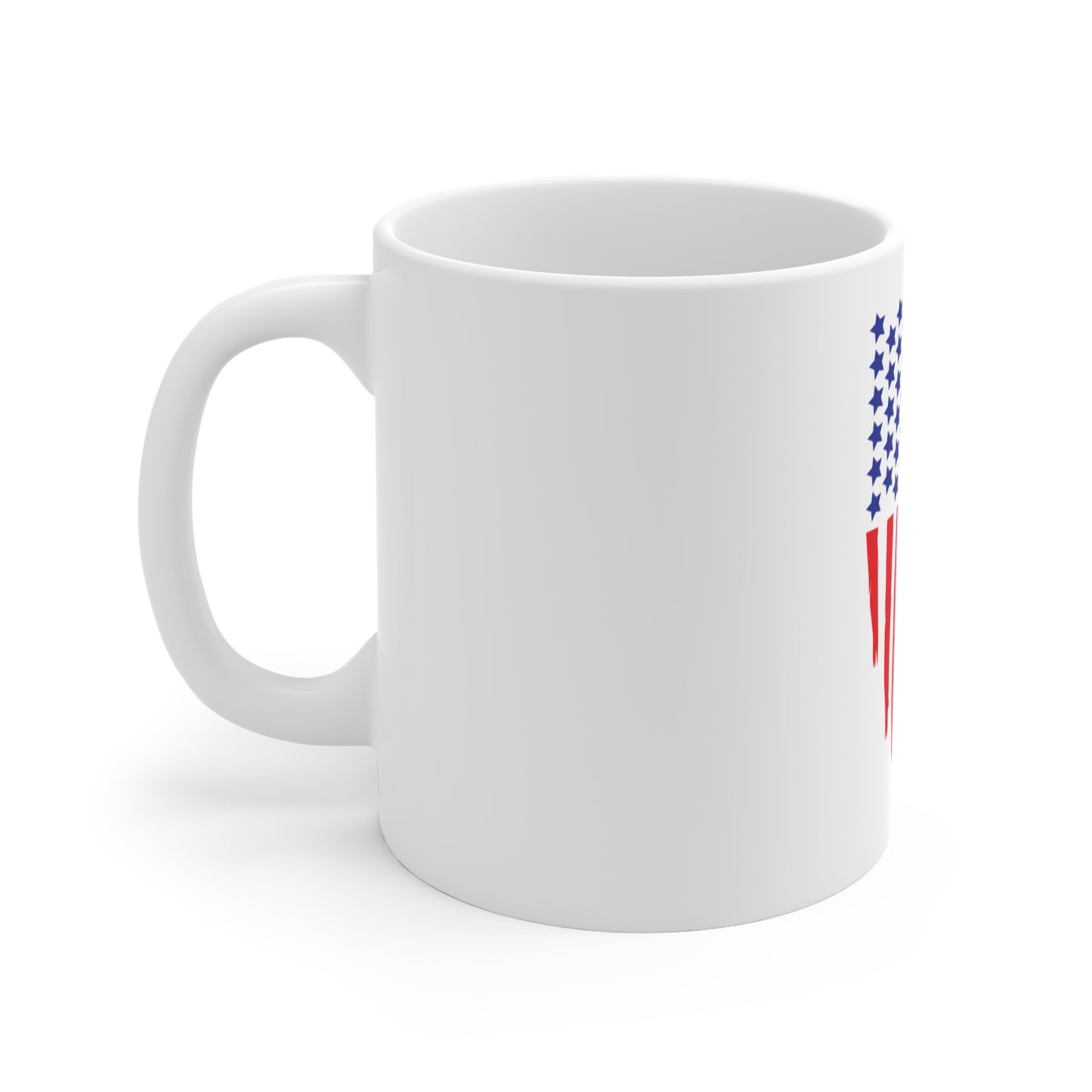 Vertical Brushstroke American Flag Coffee Mug – Abstract USA Flag Mug – Modern Patriotic Cup – Bold Red White Blue Gift Mug 11oz
