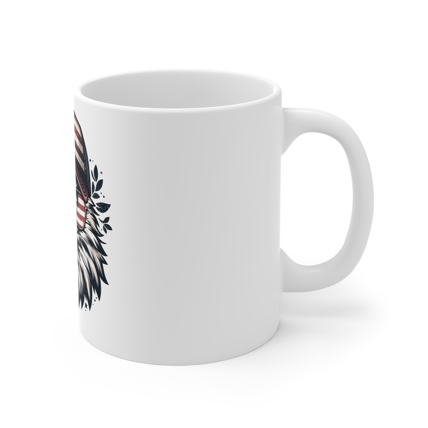 Patriotic Eagle Aviator Coffee Mug – American Flag Sunglasses Bald Eagle Mug – USA Freedom Bird Cup – Vintage Americana Gift Mug 11oz