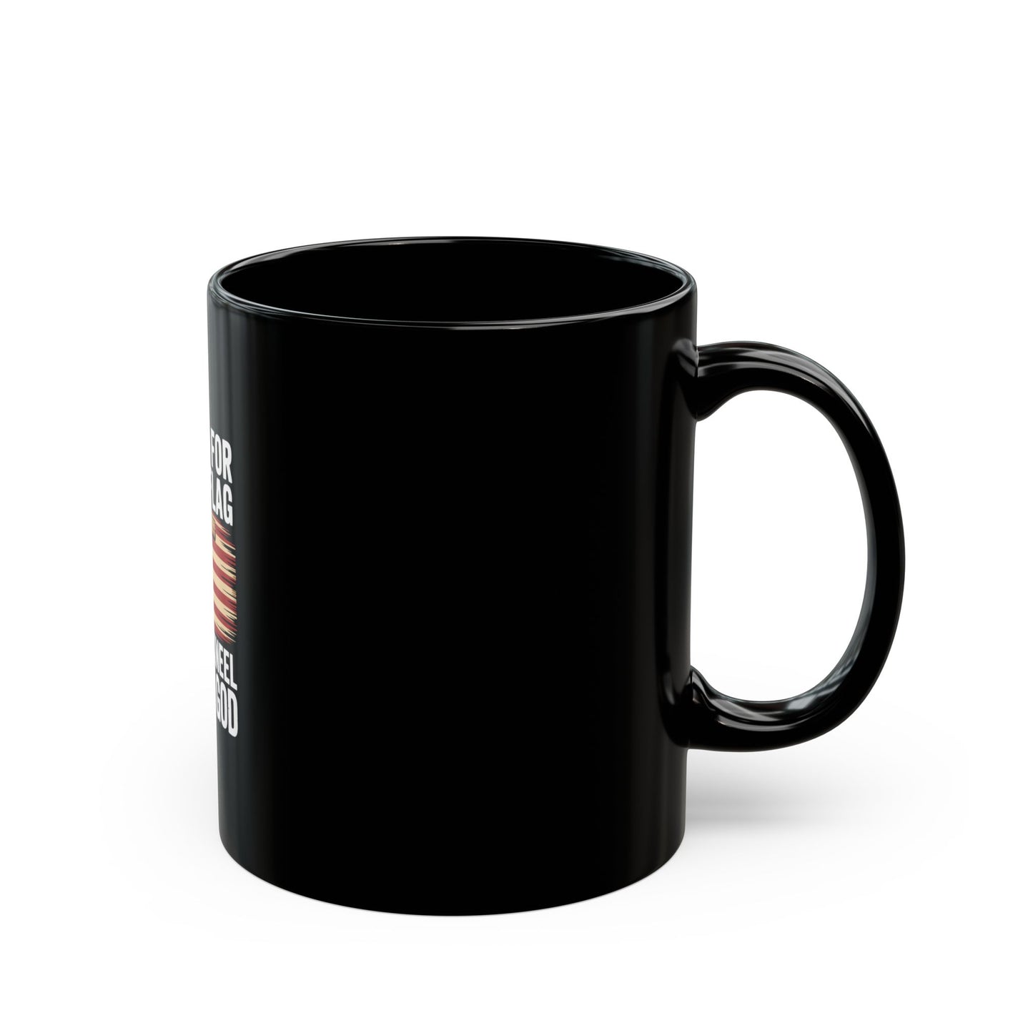 I Stand for the Flag and I Kneel Before God Black Coffee Mug — Patriotic Cross American Flag 11oz/15oz