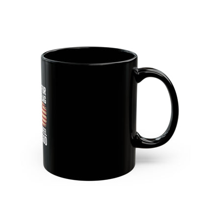 I Stand for the Flag and I Kneel Before God Black Coffee Mug — Patriotic Cross American Flag 11oz/15oz