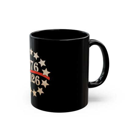 1776–2026 Commemorative Black Mug — Revolutionary Anniversary Coffee Cup