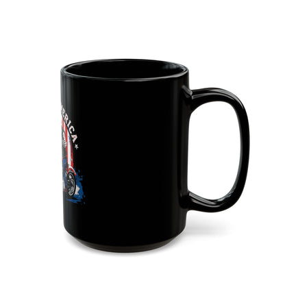 Made in America Biker Coffee Mug – Patriotic Motorcycle Skull Mug – USA Rider Gift Mug – American Flag Vintage Biker Cup Made in America Motorcycle Skeleton Black Mug — Patriotic Biker Coffee Cup...