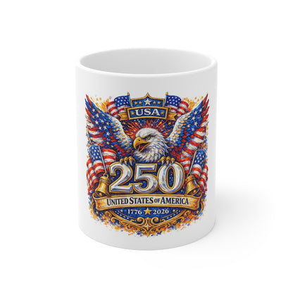 250th USA Anniversary Eagle Mug — United States Bicentennial Commemorative Coffee Cup