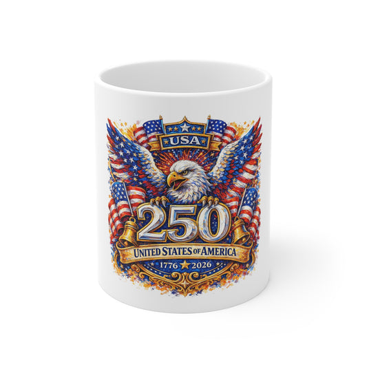 250th USA Anniversary Eagle Mug — United States Bicentennial Commemorative Coffee Cup