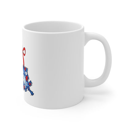 Louisiana Floral State Map Mug — 11oz Red, White & Blue Gift