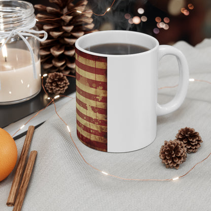 Distressed American Flag Coffee Mug – Grunge USA Flag Mug – Vintage Drip Patriotic Cup – Rustic Americana Mug Vintage American Flag Mug — Patriotic 11oz Coffee Cup for Veterans & Fourth of July...