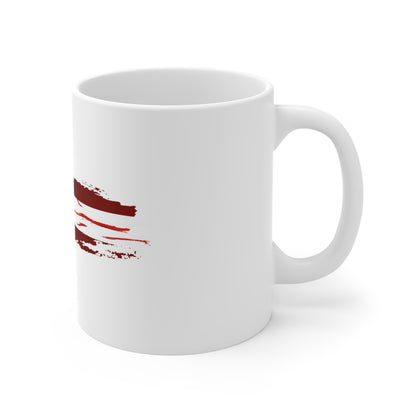 Minimal Red Stripe American Flag Mug – Clean USA Brush Stroke Coffee Cup – Modern Patriotic Design Mug 11oz