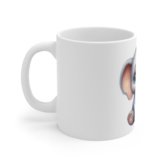 Cute Patriotic Elephant Coffee Mug – Baby Elephant Bow Tie Mug – Kawaii USA Animal Mug – Red White Blue Gift Cup 11oz