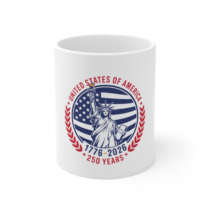 1776-2026 USA 250th Anniversary Mug — Statue of Liberty Bicentennial Coffee Cup