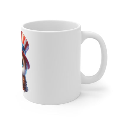 Patriotic Baby Eagle Coffee Mug – Cute American Eagle Mug – Fireworks Sparkler USA Mug – Red White Blue Freedom Cup 11oz