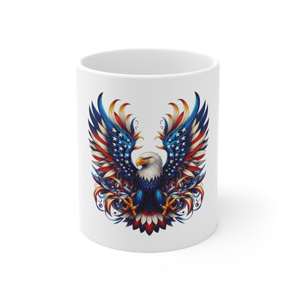 Patriotic Eagle Coffee Mug — American Flag Bald Eagle 11oz