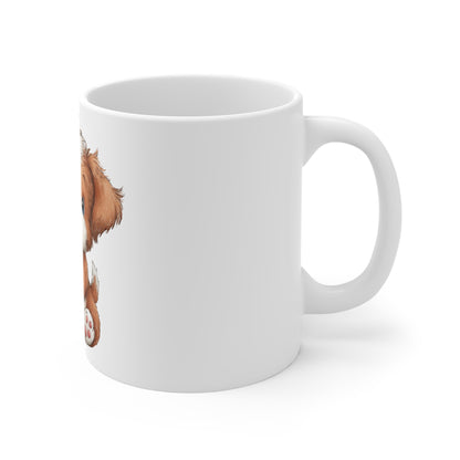 Cute Patriotic Puppy Holding Flag Mug – 4th of July Dog Coffee Mug – Red White Blue Puppy Cup – Americana Pet Lover Gift Patriotic Puppy 11oz Mug – Cute Dog Holding American Flag Coffee Cup