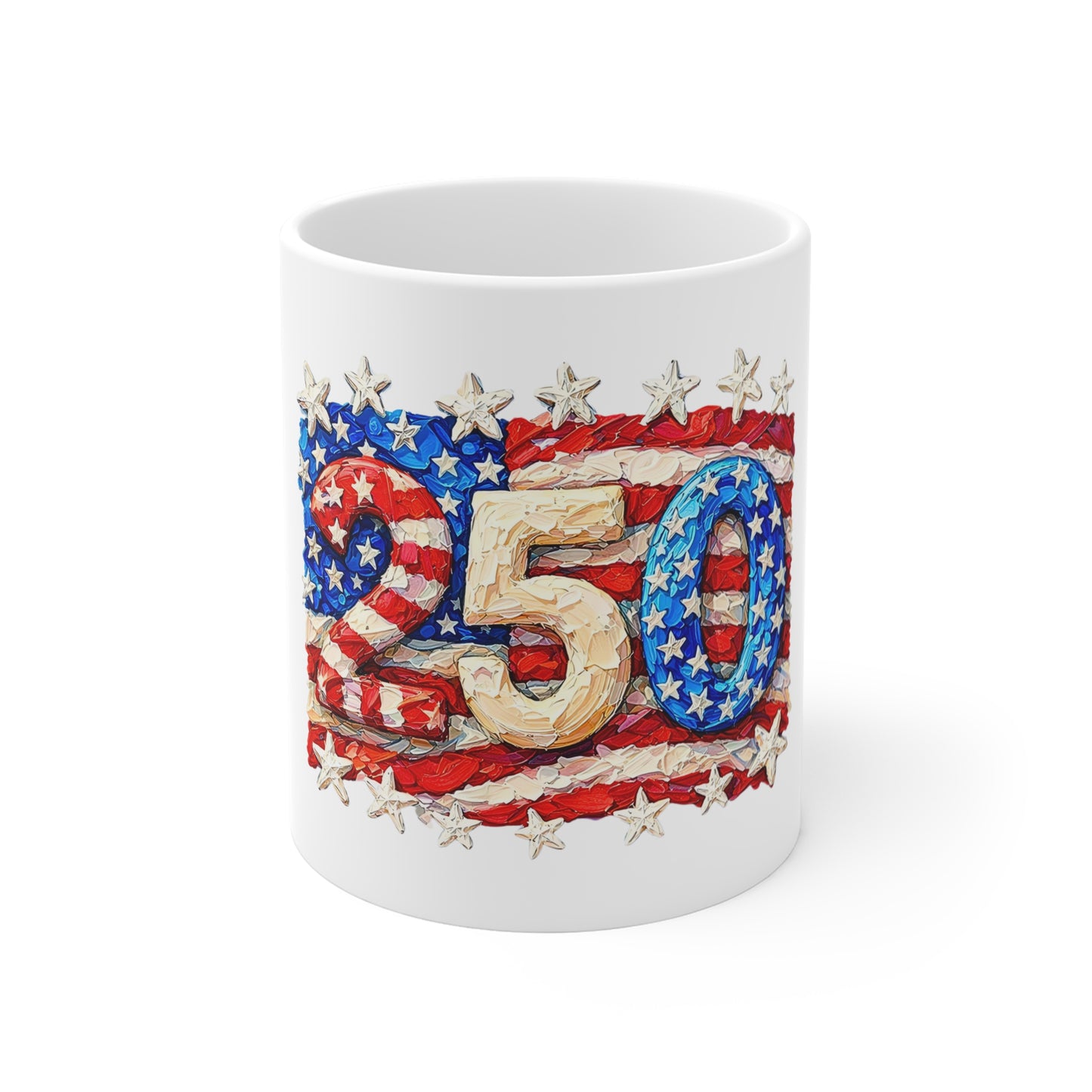 Patriotic 250 USA Flag Mug – American Stars & Stripes Coffee Cup