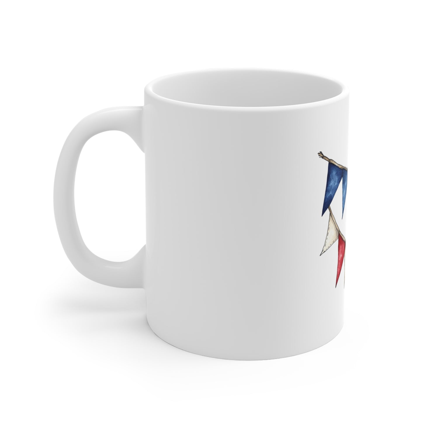 Patriotic Red White Blue Bunting Mug — 11oz Celebration Coffee Cup