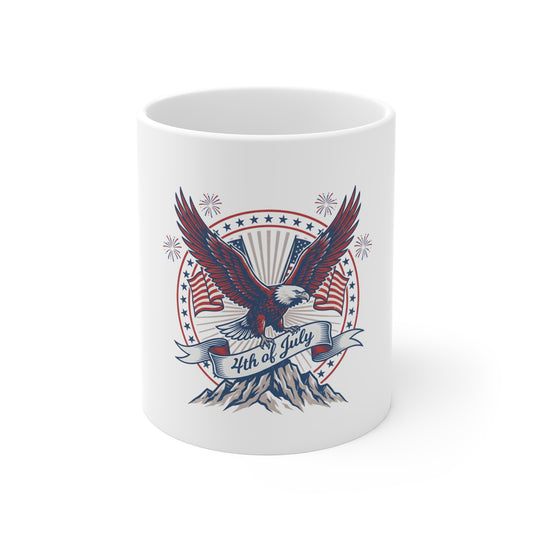 4th of July Eagle Coffee Mug — Patriotic American Flag Design 11oz