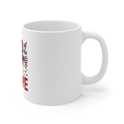 Patriotic Mug - "Land of the Free Because of the Brave" 11oz Veteran Memorial Coffee Cup