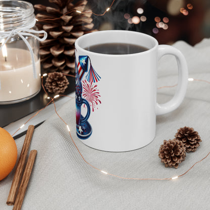 Patriotic Fireworks Milkshake Coffee Mug – 4th of July Dessert Mug – Red White Blue Americana Mug – Festive Summer Celebration Cup Patriotic 4th of July Firework Milkshake Mug — Red White Blue Stars...