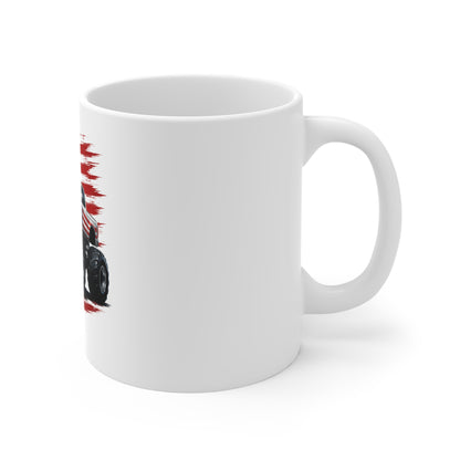 Patriotic Monster Truck Mug – American Flag 11oz Coffee Cup