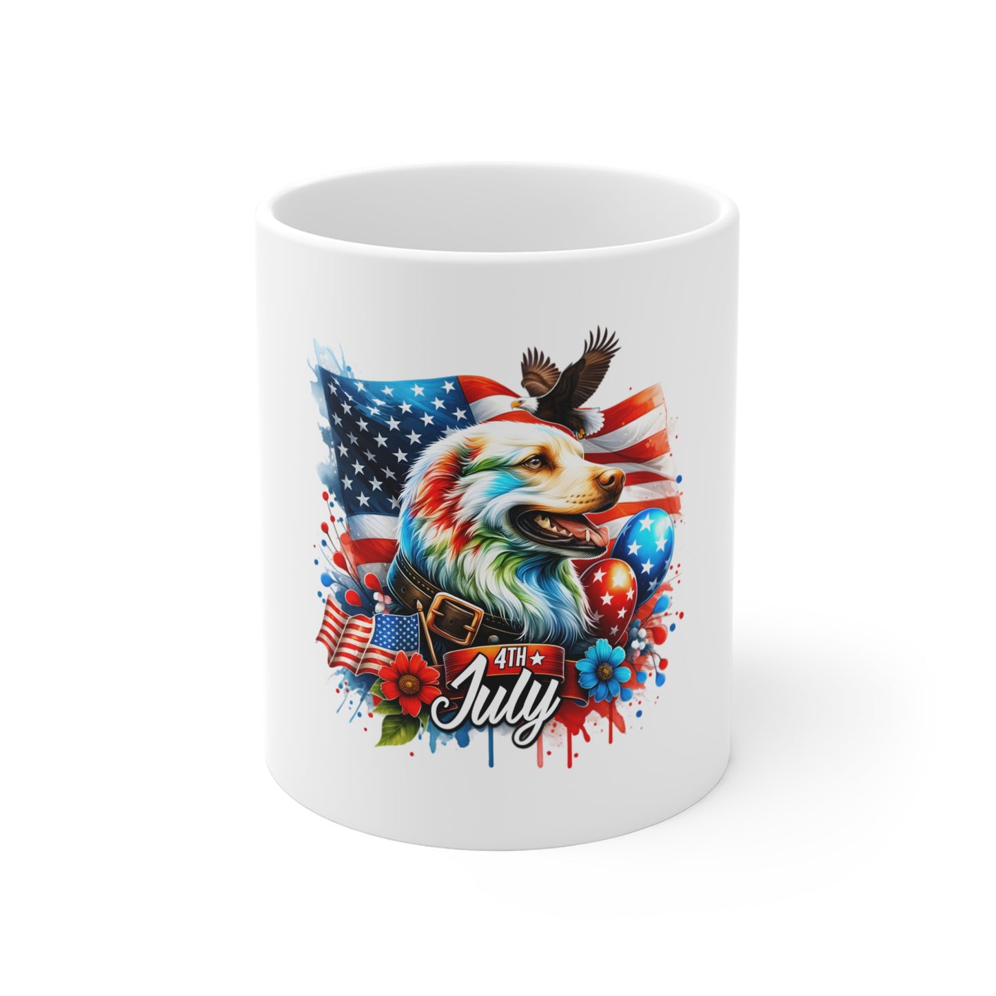 4th of July Patriotic Eagle Mug — American Flag Coffee Cup (11oz)